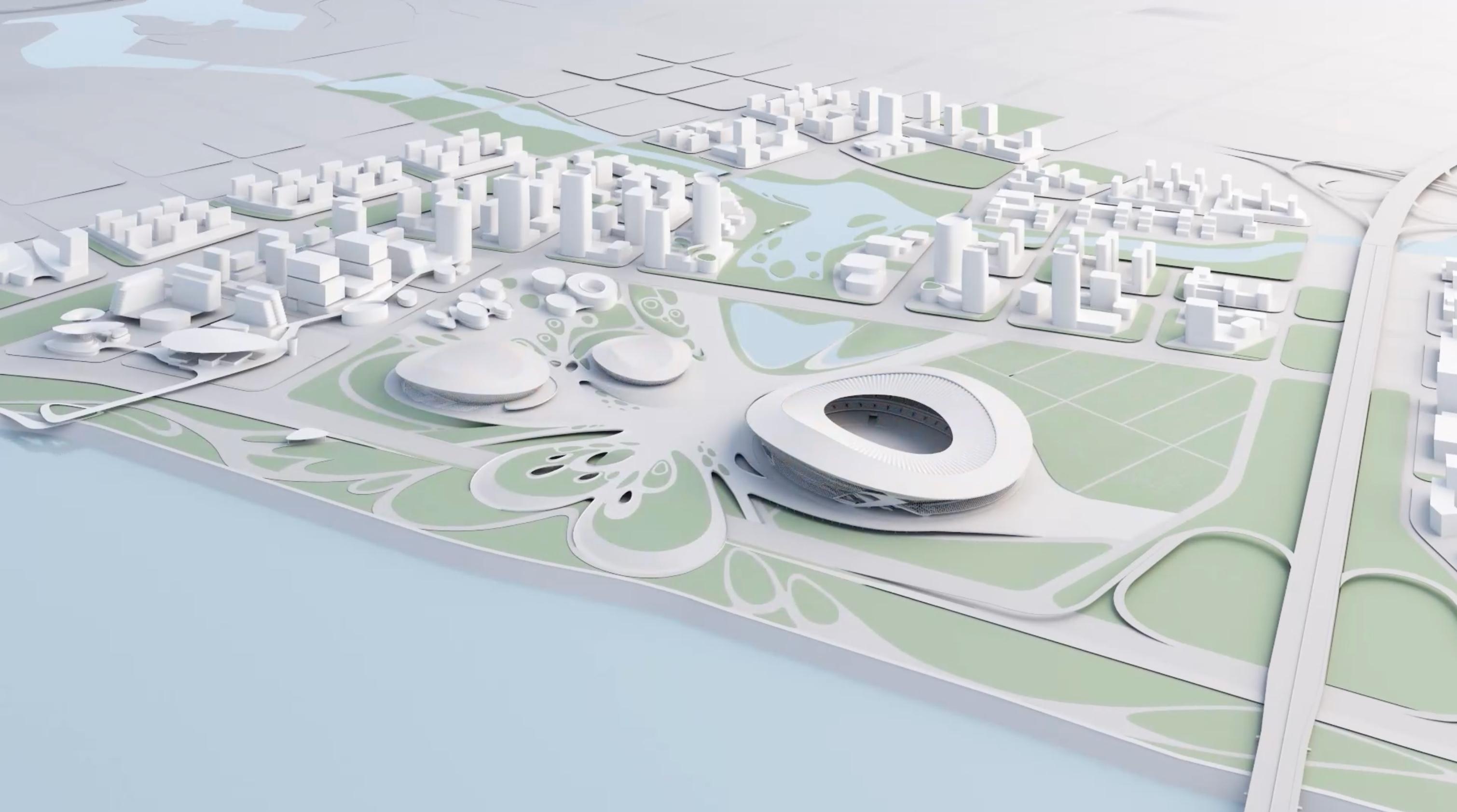Massing generation diagram for the Changsha Olympic Sports Centre.
