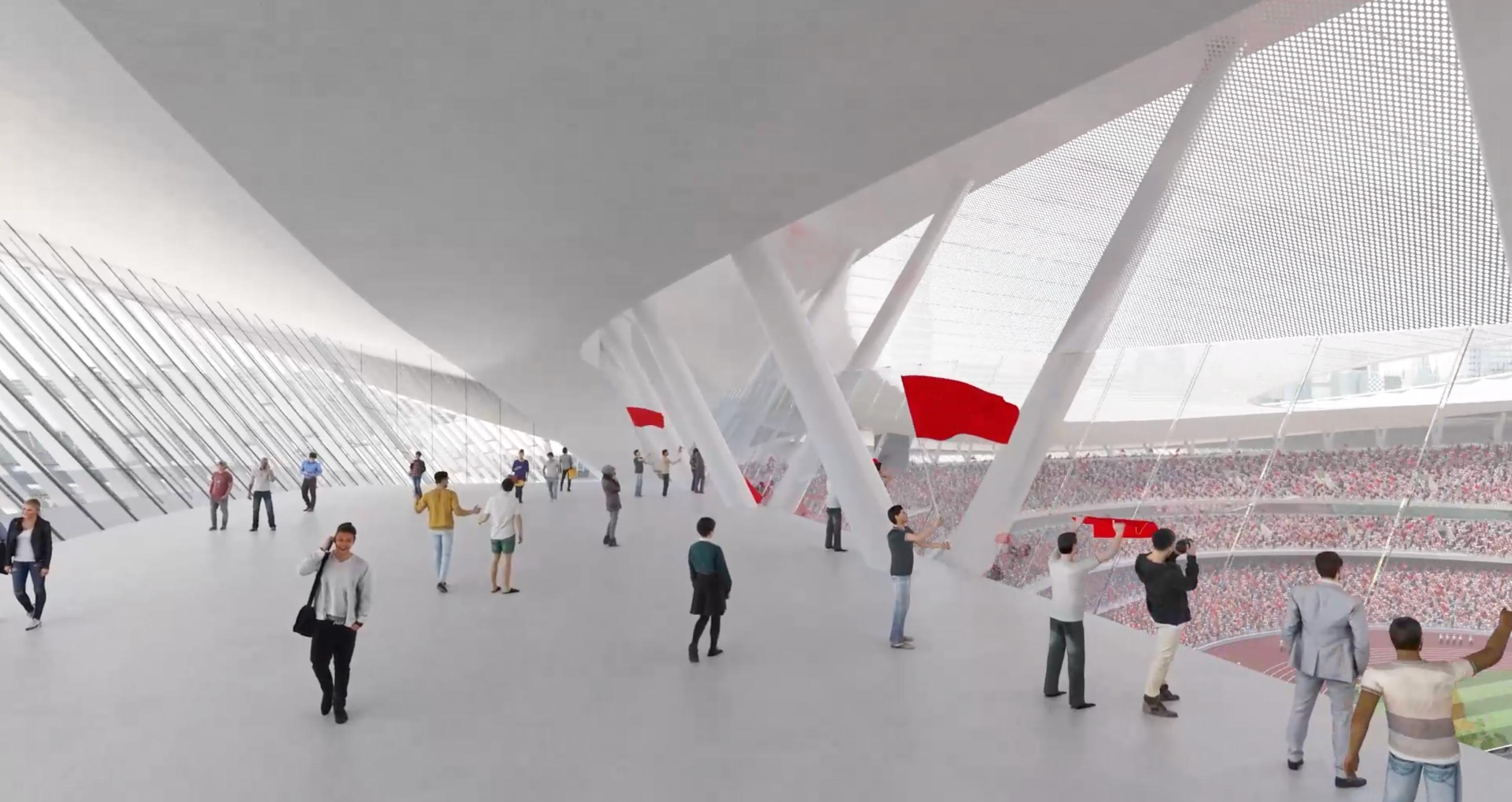 Interior view of an elevated public viewing platform at the Changsha Olympic Sports Centre.