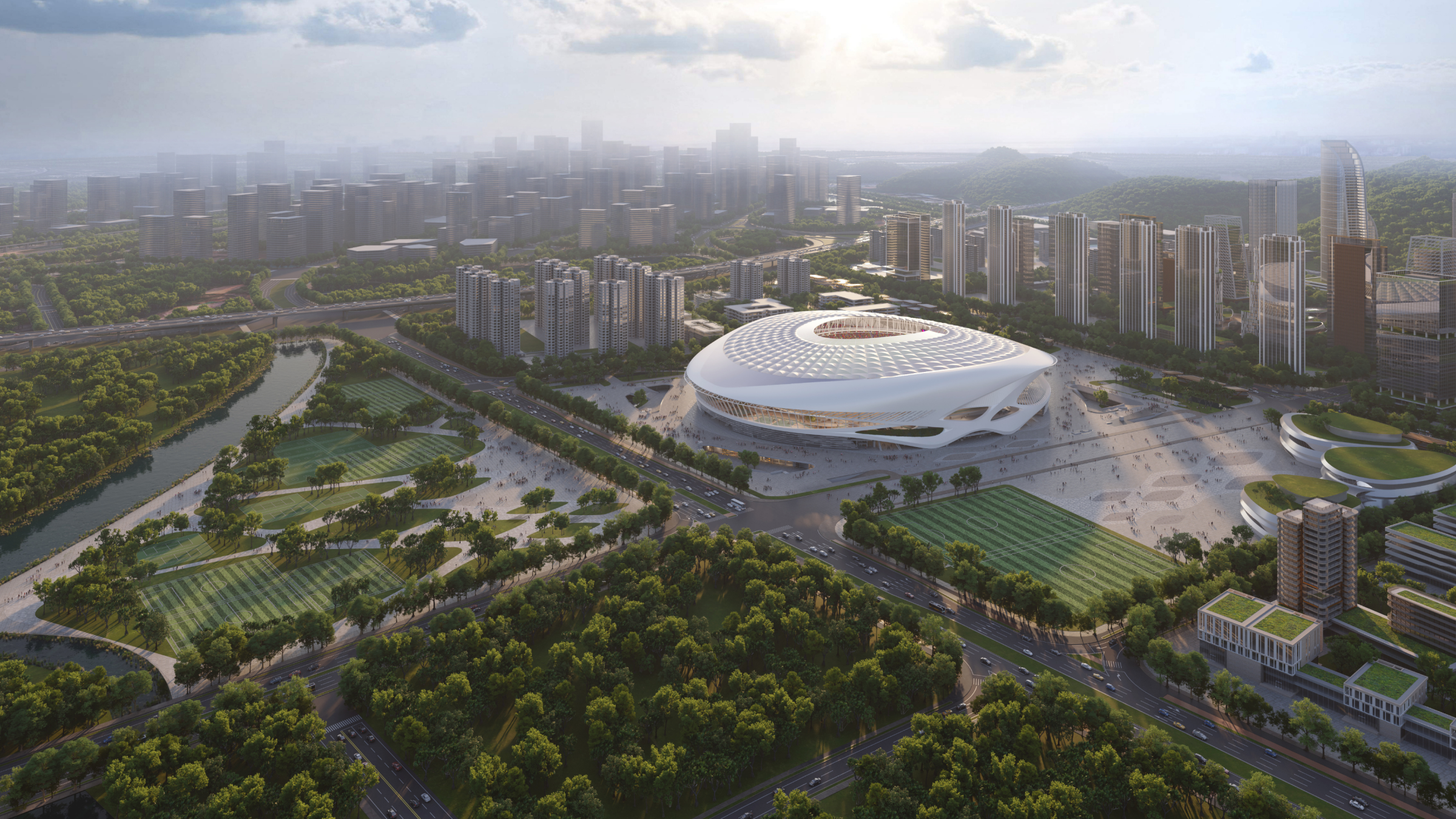 Guangzhou Football Park project preview.
