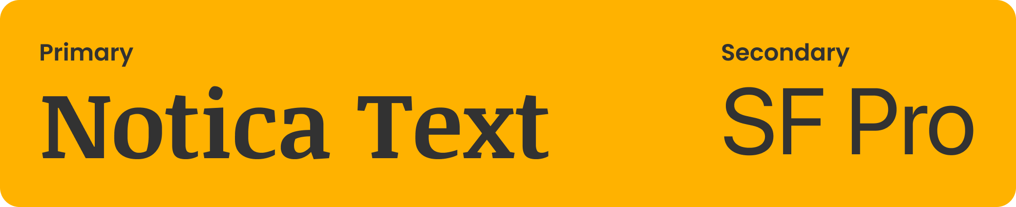 Typography system showing Noticia Text headings and SF Pro body text.