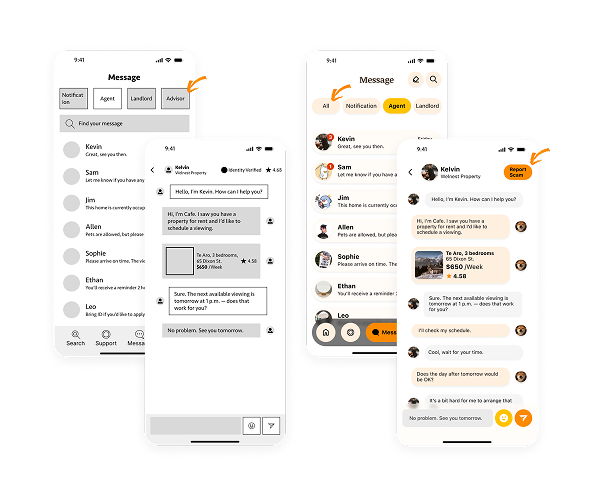 Usability test finding on agent contact.
